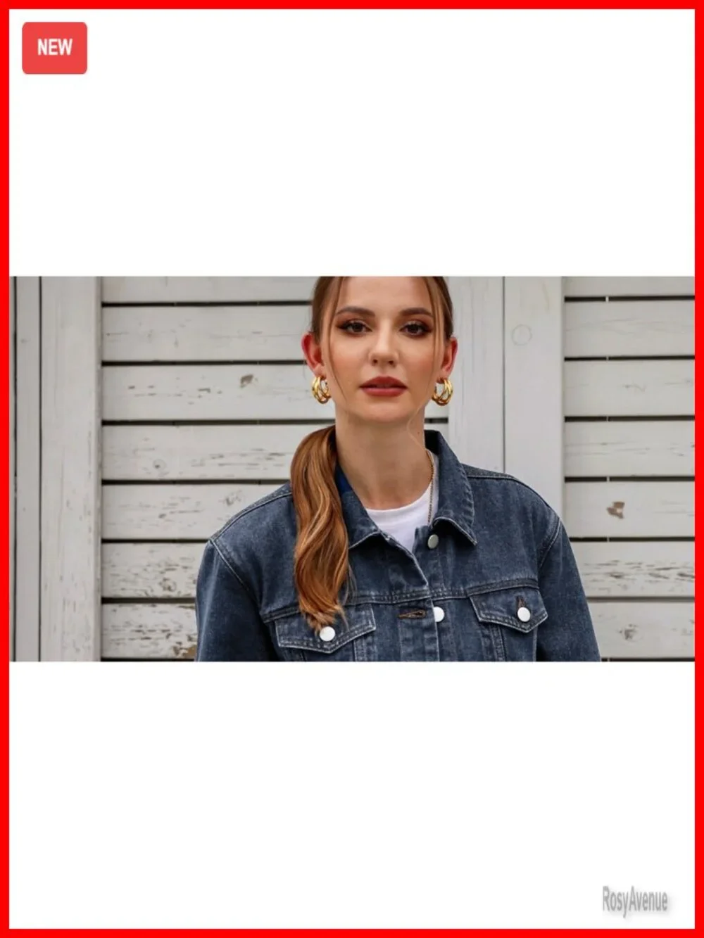 Women Denim Jacket Button Up Long Sleeve with Inner Pockets